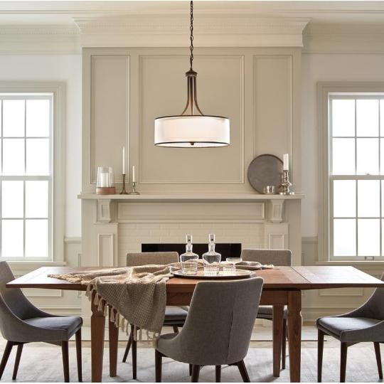 americka stredomorska lampa cottage kuchyna zavesne svietidlo jedalen jedalensky stol lampa osvetlenie obcianska elegantna tmavy bronz kruhovy textilny tienidlo svietidla.jpg